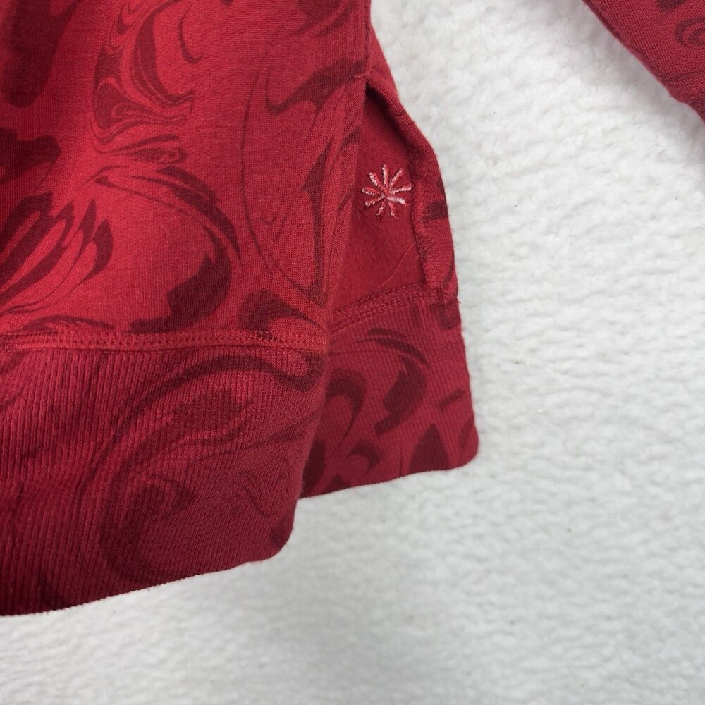 Athleta Womens Coaster Luxe Sweatshirt Large Red Paisley Pullover Athleisure Top - Picture 5 of 16